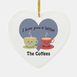 I kärlek är du en latte Funny Coffee Pun Julgransprydnad Keramik