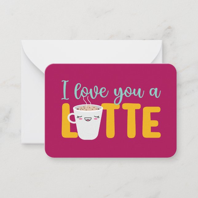 I Kärlek är du en latte-funny Pun Cute Valentine D Anteckningskort (Framsida)