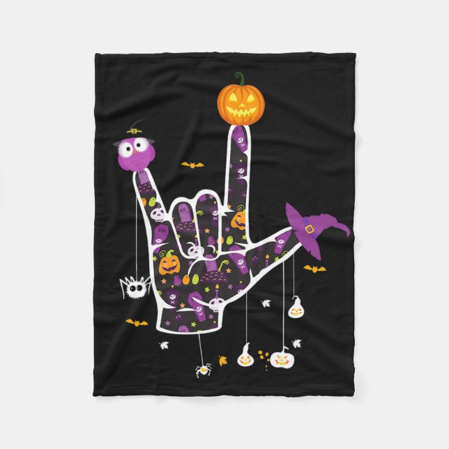 I Kärlek är du Halloween-teckenspråk Halloween G Fleecefilt (Framsidan)