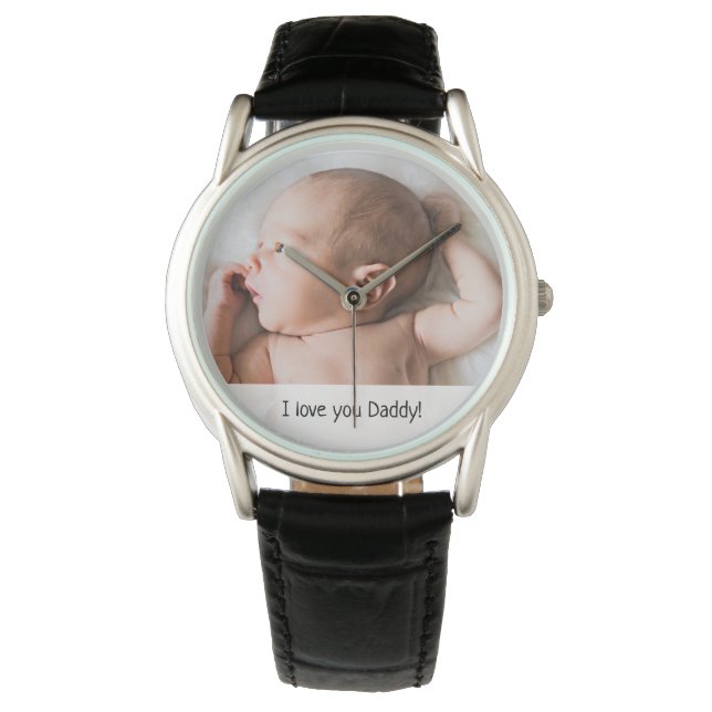 I kärlek är du pappa anpassningsbar baby fotot far armbandsur (Framsida)