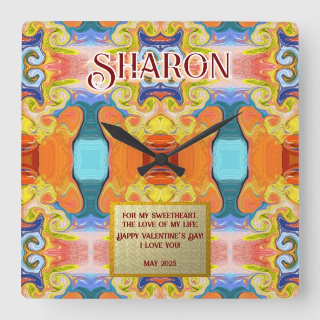 I Kärlek är du unik Abstrakt Art Deco Marble Fyrkantig Klocka (Framsida)