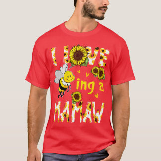 I Kärlek är en mamaw Solros Bee Mors dag T Shirt