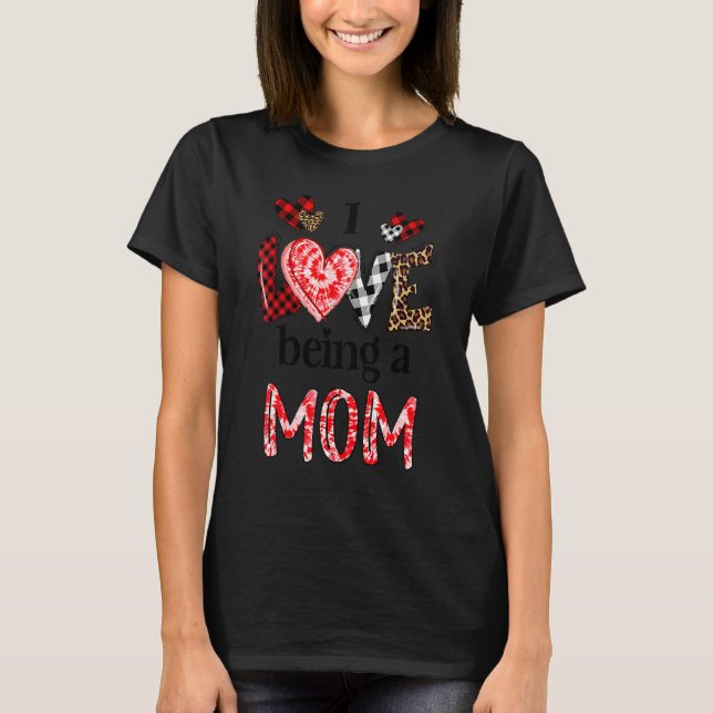 I Kärlek är en Mamma Leopard Lycklig Mors dag T Shirt (Framsida)