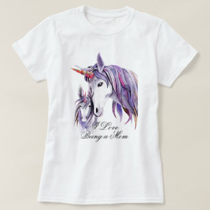 I Kärlek är ett Mamma Lila Unicorns Mamma och Baby T Shirt