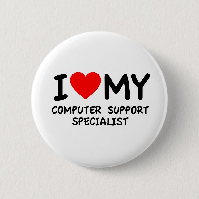 I kärlek är min datorsupportspecialist knapp (Framsida)
