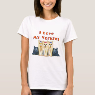 I KÄRLEK ÄR MINA YORKIER TRE YORKSHIRE TERRIERS T SHIRT