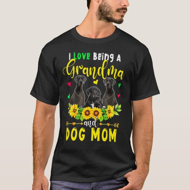 I Kärlek är mormor och Hund Great dane solf T Shirt (Framsida)