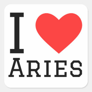 I kärlek aries fyrkantigt klistermärke