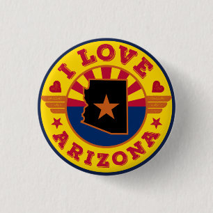 I Kärlek Arizona-staten Karta och Flagga Knapp
