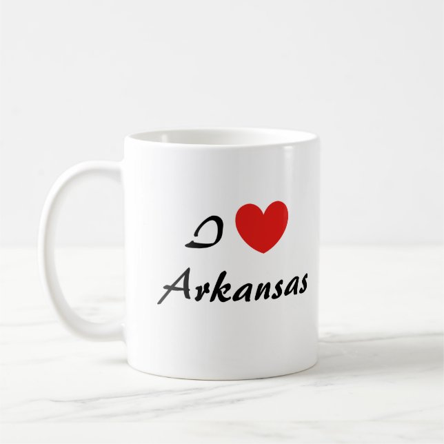 I Kärlek Arkansas Heart Typography Coffee Mugg (Vänster)