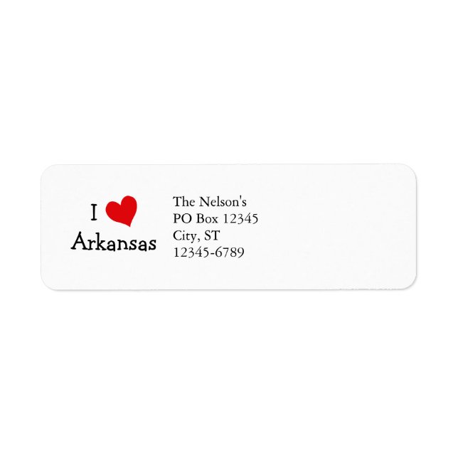 I Kärlek Arkansas Returadress Etikett (Framsidan)