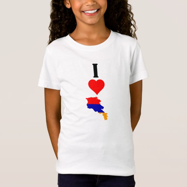 I Kärlek Armenien Lodrät I Hjärtar Armenien Land T Shirt (Framsida)
