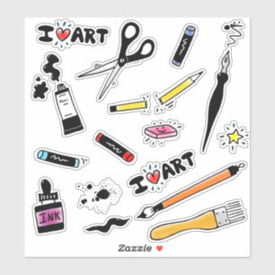 I Kärlek Art Supplies Klistermärken