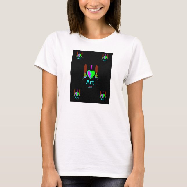 I Kärlek Art Women's White Basic Tanktop T Shirt (Framsida)