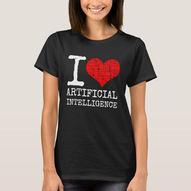 I Kärlek artificiell intelligensofficer AI-program T Shirt (Framsida)