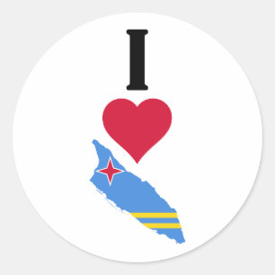 I Kärlek Aruba Lodrät I Heart Aruba Flagga Karta Runt Klistermärke