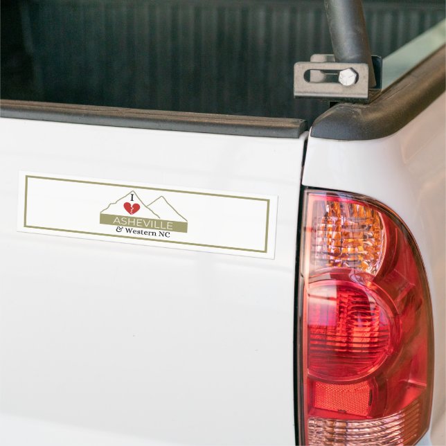 I Kärlek Asheville & Western NC Bumper Sticker Bildekal (På lastbil)