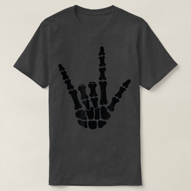 I Kärlek ASL American Sign Language Skeleton Han T Shirt (Design framsida)