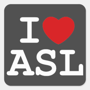I KÄRLEK ASL FYRKANTIGT KLISTERMÄRKE