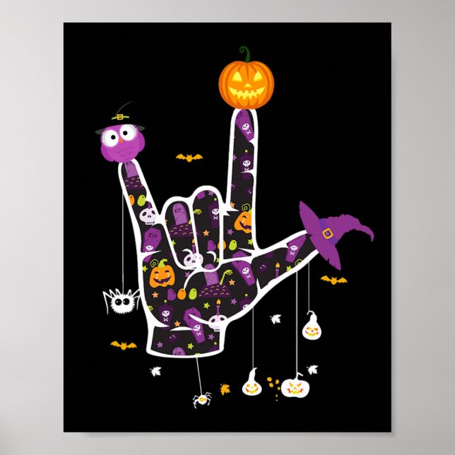 I Kärlek ASL Halloween-teckenspråk Halloween G Poster (Framsidan)