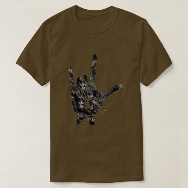 I Kärlek ASL Hand Skriv ut 3 T Shirt (Design framsida)