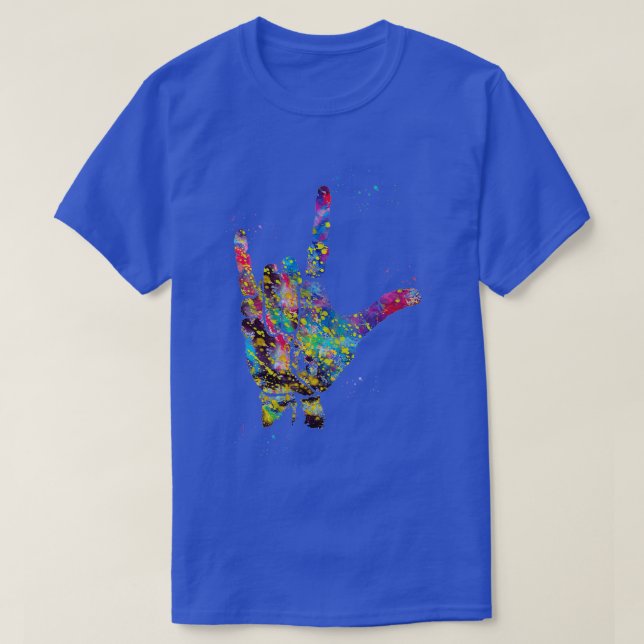 I Kärlek ASL Hand Skriv ut T Shirt (Design framsida)