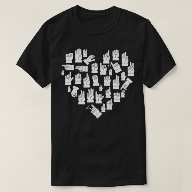 I Kärlek ASL Shirt American Sign Language Alphabet T Shirt (Design framsida)