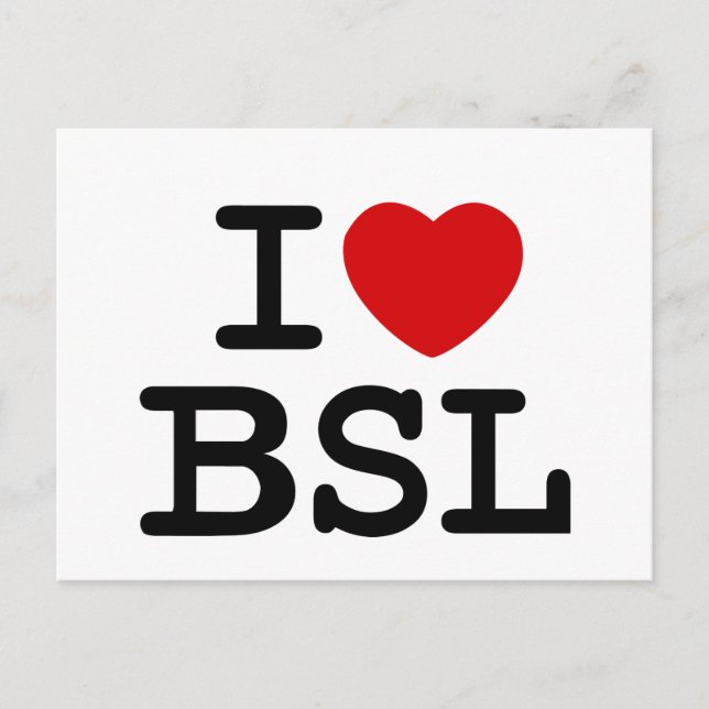 I Kärlek ASL (vit) Vykort (Framsida)