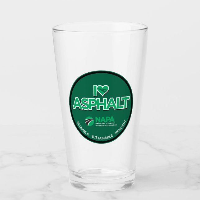 I Kärlek Asphalt Pint Glass Glaskopp (Framsida)
