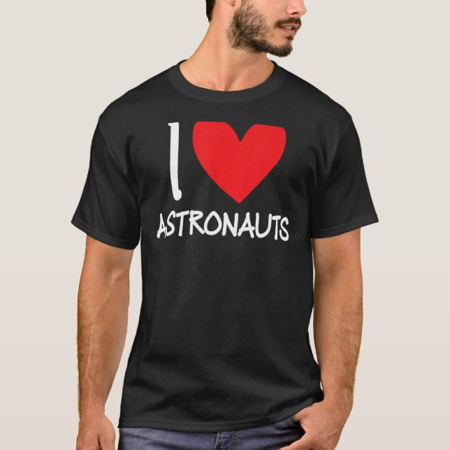 I Kärlek Astronauts Heart Space Science Rocket Roc T Shirt (Framsida)