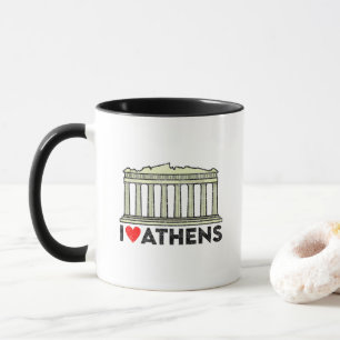 I Kärlek Aten med landmärket Parthenon Aropolis Mugg