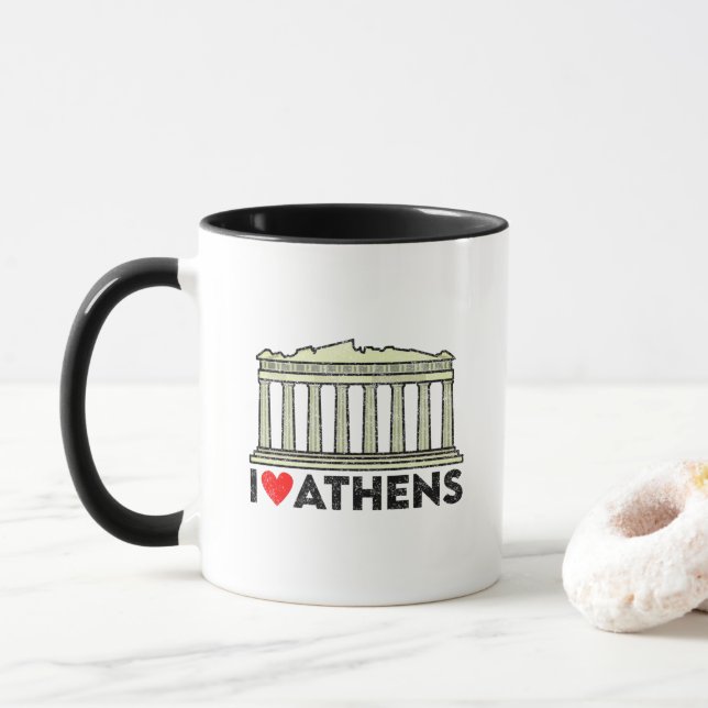 I Kärlek Aten med landmärket Parthenon Aropolis Mugg (Med munk)