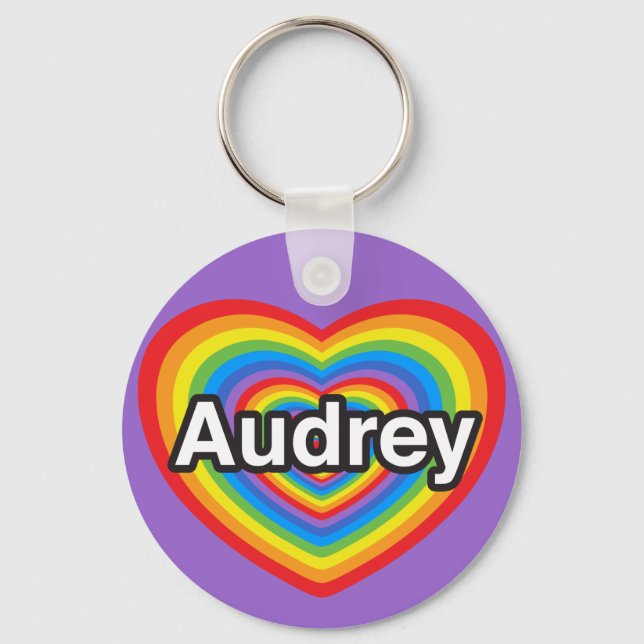 I kärlek Audrey. Jag kärlek du Audrey. Hjärta Nyckelring (Framsida)