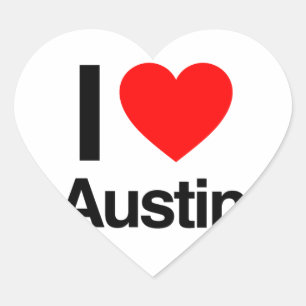 i kärlek austin hjärtformat klistermärke