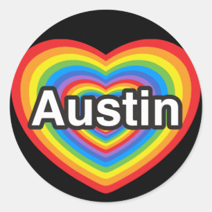 I kärlek Austin. Jag kärlek du Austin. Hjärta Runt Klistermärke