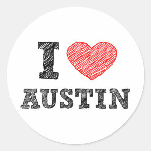 I Kärlek Austin Runt Klistermärke