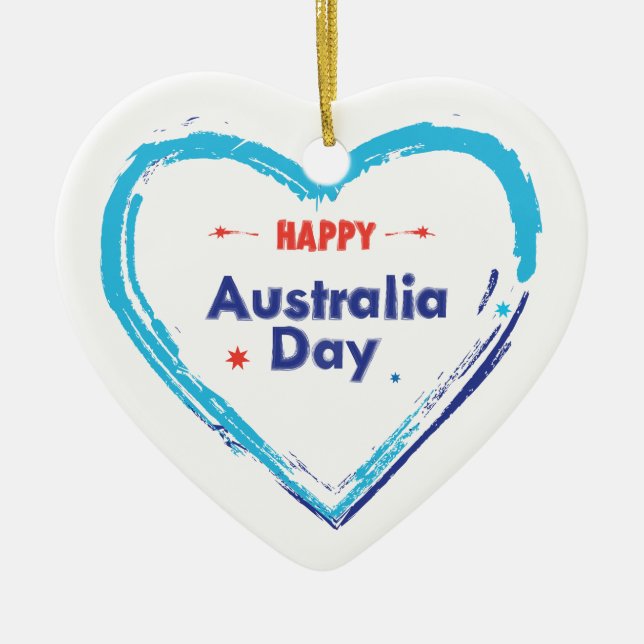 "I KÄRLEK AUSTRALIA" Australien Dag 26 januari Mod Julgransprydnad Keramik (Framsidan)