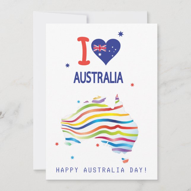"I KÄRLEK AUSTRALIA" Australien Dag den 26 januari Julkort (Framsida)
