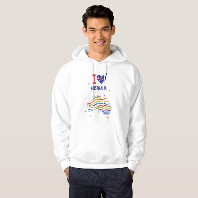 I KÄRLEK AUSTRALIA Lycklig Australien Dagen den 26 Hoodie (Hel framsida)