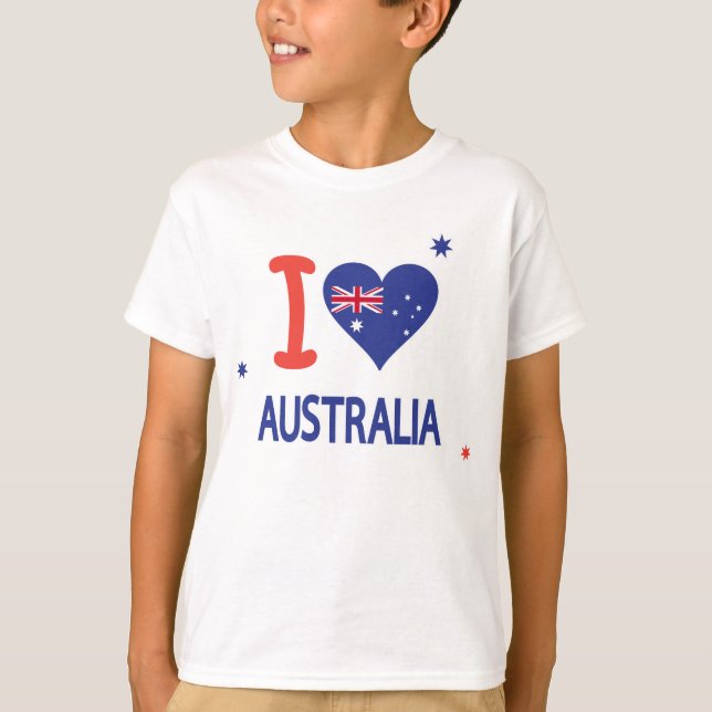 I KÄRLEK AUSTRALIA Lycklig Australien Dagen den 26 T Shirt (Framsida)