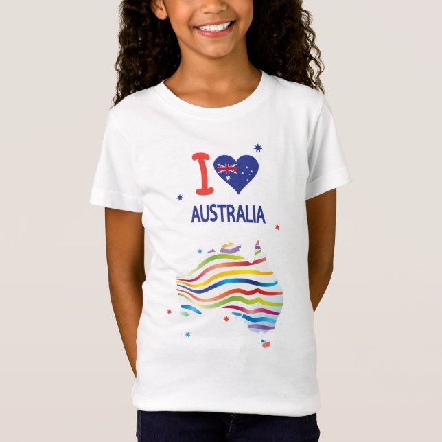 I KÄRLEK AUSTRALIA Lycklig Australien Dagen den 26 T Shirt (Framsida)