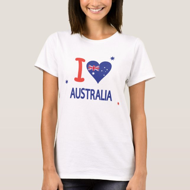 I KÄRLEK AUSTRALIA Lycklig Australien Dagen den 26 T Shirt (Framsida)