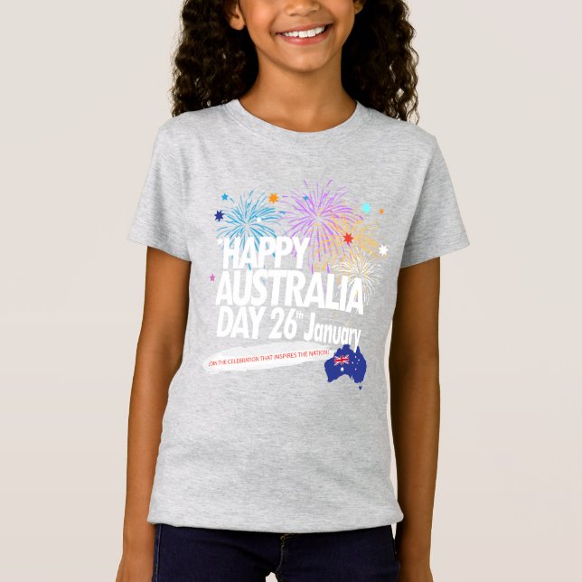 I KÄRLEK AUSTRALIA Lycklig Australien Dagen den 26 T Shirt (Framsida)