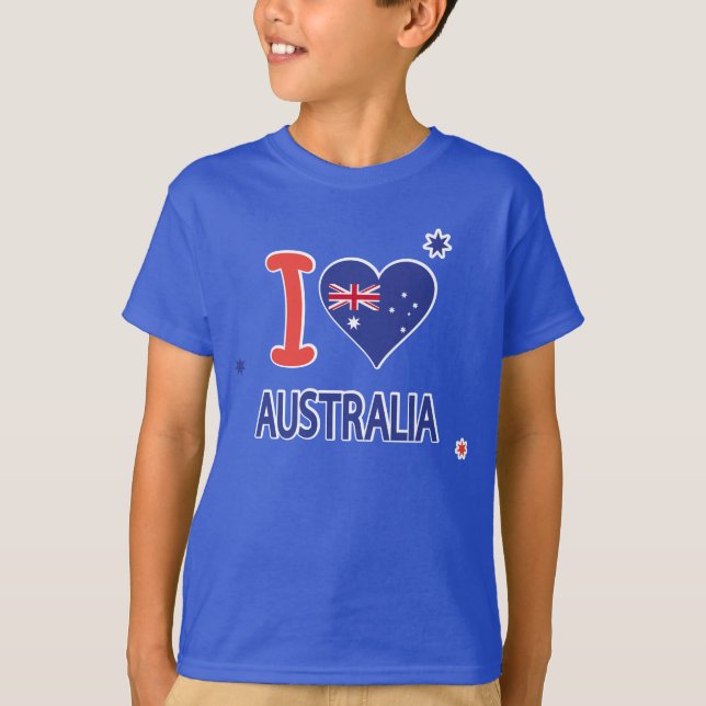 I KÄRLEK AUSTRALIA Lycklig Australien Dagen den 26 T Shirt (Framsida)