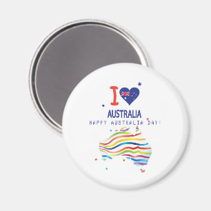 I KÄRLEK AUSTRALIEN med hjärta och karta Magnet
