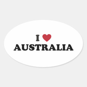I Kärlek Australien Ovalt Klistermärke