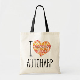 I Kärlek Autoharp Orange Mandala Heart Tygkasse