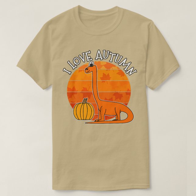 I Kärlek Autumn Dinosaur, Fall Diplodocus, hösten  T Shirt (Design framsida)