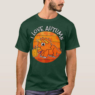 I Kärlek Autumn Dinosaur, Fall Triceratops, Autumn T Shirt