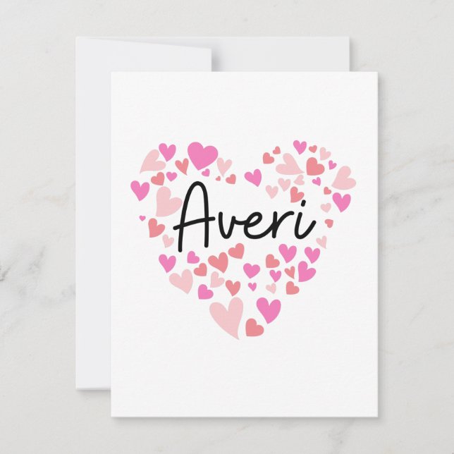 I kärlek Averi - hjärta för Averi Tack Kort (Framsida)